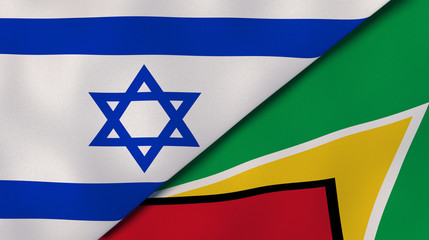 The flags of Israel and Guyana. News, reportage, business background. 3d illustration