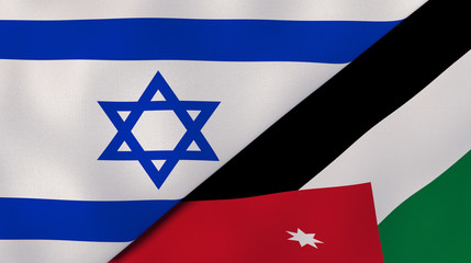 The flags of Israel and Jordan. News, reportage, business background. 3d illustration