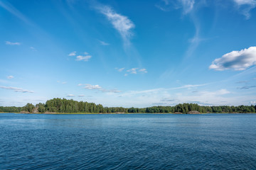 Ekenas, Vastra Nyland / Finland - July 2019: View over the bay on a summer day in Finland