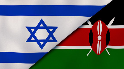 The flags of Israel and Kenya. News, reportage, business background. 3d illustration