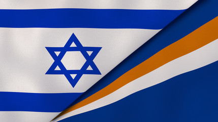 The flags of Israel and Marshall Islands. News, reportage, business background. 3d illustration