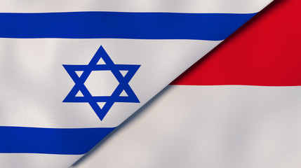 The flags of Israel and Monaco. News, reportage, business background. 3d illustration