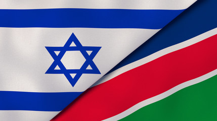 The flags of Israel and Namibia. News, reportage, business background. 3d illustration