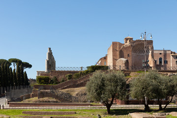 The Temple of Venus and Roma (Templum Veneris et Romae) on the Velian Hill. Rome, Italy