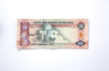 fifty dirhams money paper bills United Arab Emirates