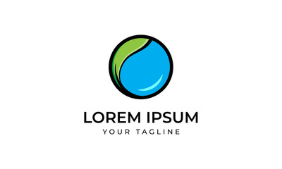 abstract water drop and green logo design