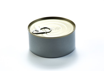 Pile of cans of conserved food over white background
