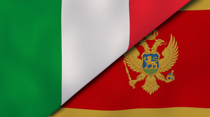 Obraz premium The flags of Italy and Montenegro. News, reportage, business background. 3d illustration