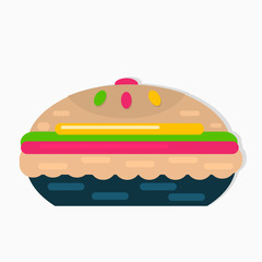 pie on plate for pastry food concept vector illustration