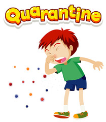 Poster design for coronavirus theme with boy coughing