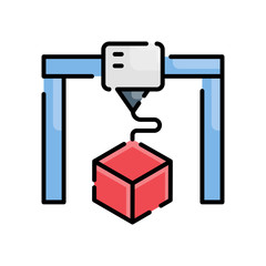 3D Print Vector Icon Style Illustration.