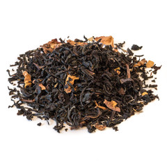 Black tea leaves isolated on white background