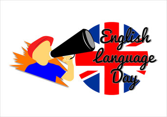 someone is telling you about an English day, vector illustration of English Language Day.