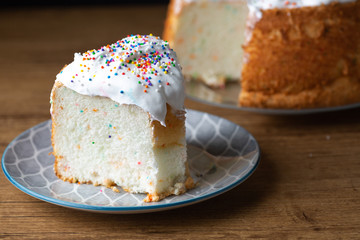 Angel food cake with sprinkles
