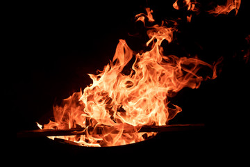 fire flame on black background