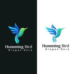 beauty hummingbird or colibri animal logo design vector template