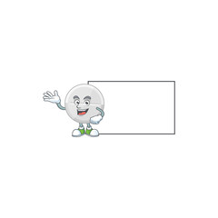 An image of white pills with board mascot design style