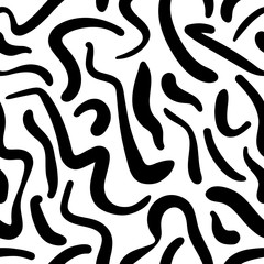Black and white abstract hand drawn seamless pattern