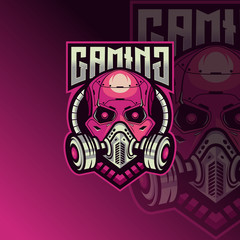 Skull esport logo design inspiration for gaming club. Skull robot esport logo