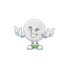 Cartoon character design concept of white pills cartoon design style with wink eye