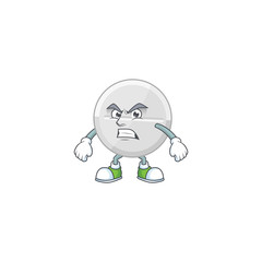 Mascot design style of white pills with angry face