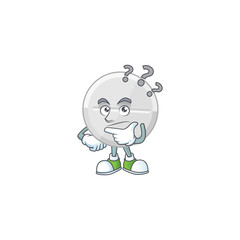 White pills mascot design concept having confuse gesture