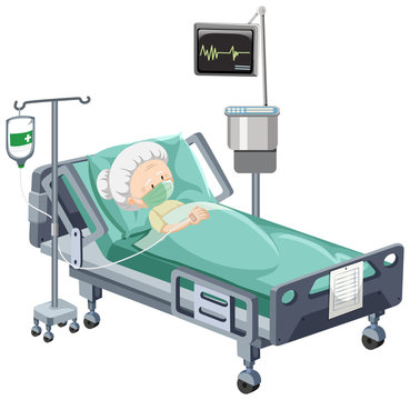 elderly patient resting hospital bed clip art preview