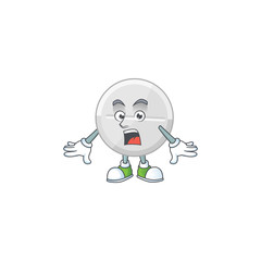 A cartoon design of white pills showing an amazed gesture