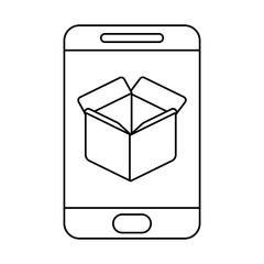 parcel delivery tracking on the smartphone , line style icon