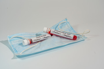 Coronavirus infection blood test samples and medical mask