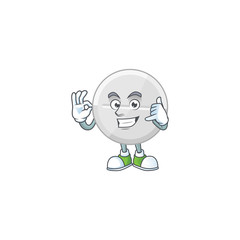 White pills mascot cartoon design make a call gesture