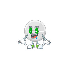 mascot character style of rich white pills with money eyes
