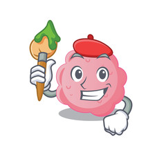 A creative anaplasma phagocytophilum artist mascot design style paint with a brush