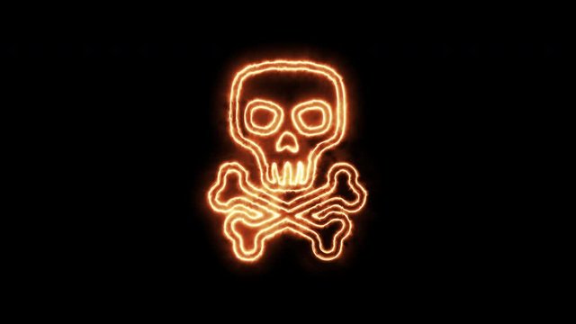 4k stock: Fire Burning Skull. Devilish Skull burning Hell with scary, halloween, horror concept. Royalty high-quality free stock video footage fire flames over a devilish skull on a black background