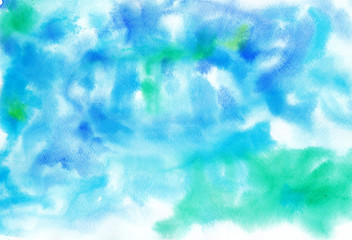 Blue watercolor texture painted on paper