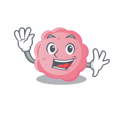 A charismatic anaplasma phagocytophilum mascot design style smiling and waving hand
