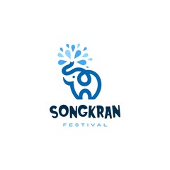 elephant water songkran festival logo vector illustration