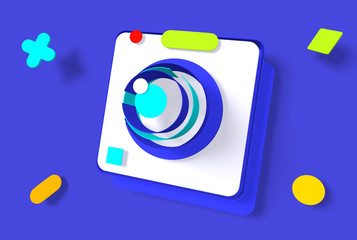 3d render modern camera icon for high-quality shooting.