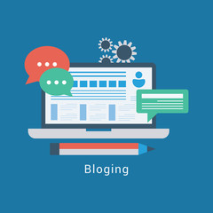 Blogging concept illustration. Idea of writing blog and making content for social media