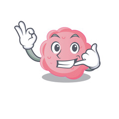 Cartoon design of anaplasma phagocytophilum with call me funny gesture