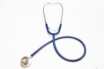 Stethoscope isolated on white, top view. Medical tool