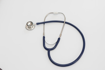 Stethoscope isolated on white, top view. Medical tool