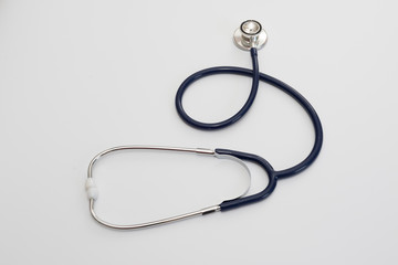 Stethoscope isolated on white, top view. Medical tool