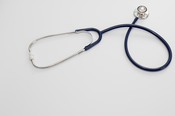Stethoscope isolated on white, top view. Medical tool
