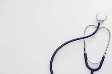 Stethoscope isolated on white, top view. Medical tool