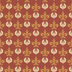 Damask seamless decorative ornament. Old fashioned pattern. Wallpaper pattern. Vector image