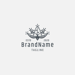 Lotus flower logo vintage - vector