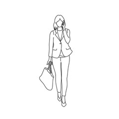A woman wearing a jacket talking on a smartphone