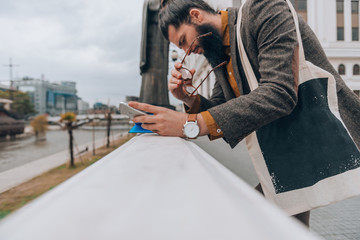 Attractive hipster man