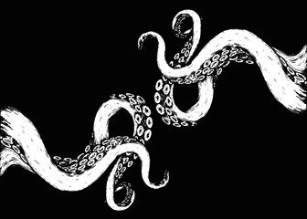 Tentacles isolated illustration on black background  © saranya